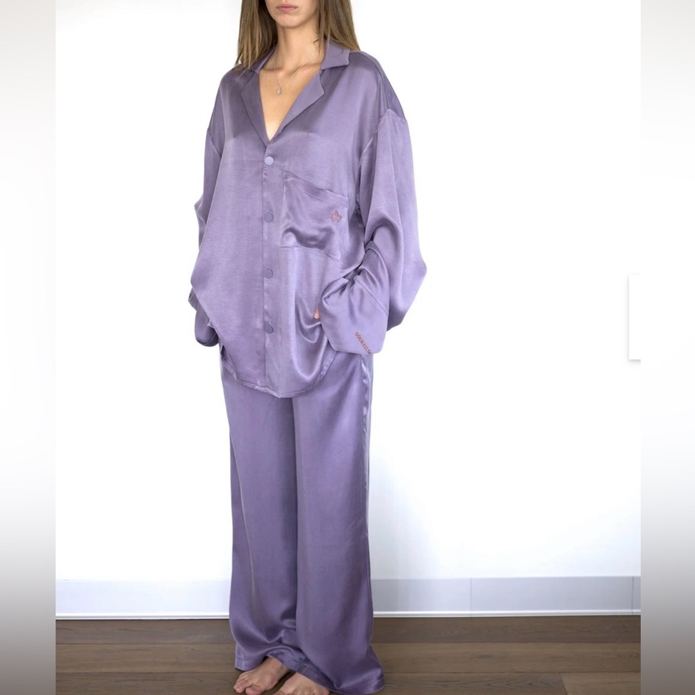 Women's Purple Satin Pajama Set
